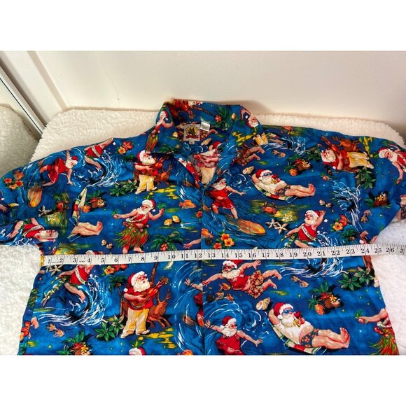 Max Boxxer XL Santa Surfing Hawaiian Button Down Shirt Tropical Holidays - Picture 3 of 6